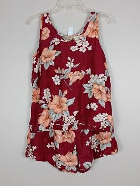 Vintage Tommy Bahama Silk 2 Piece Tank Shorts Set Pajama Tropical Lounge Small
